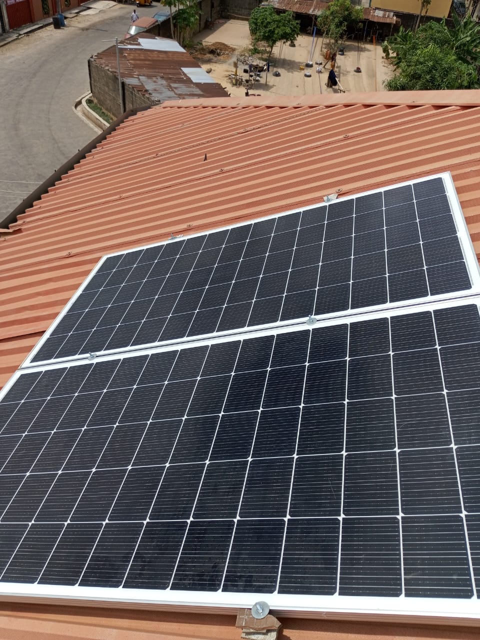 Solar installation service in progress